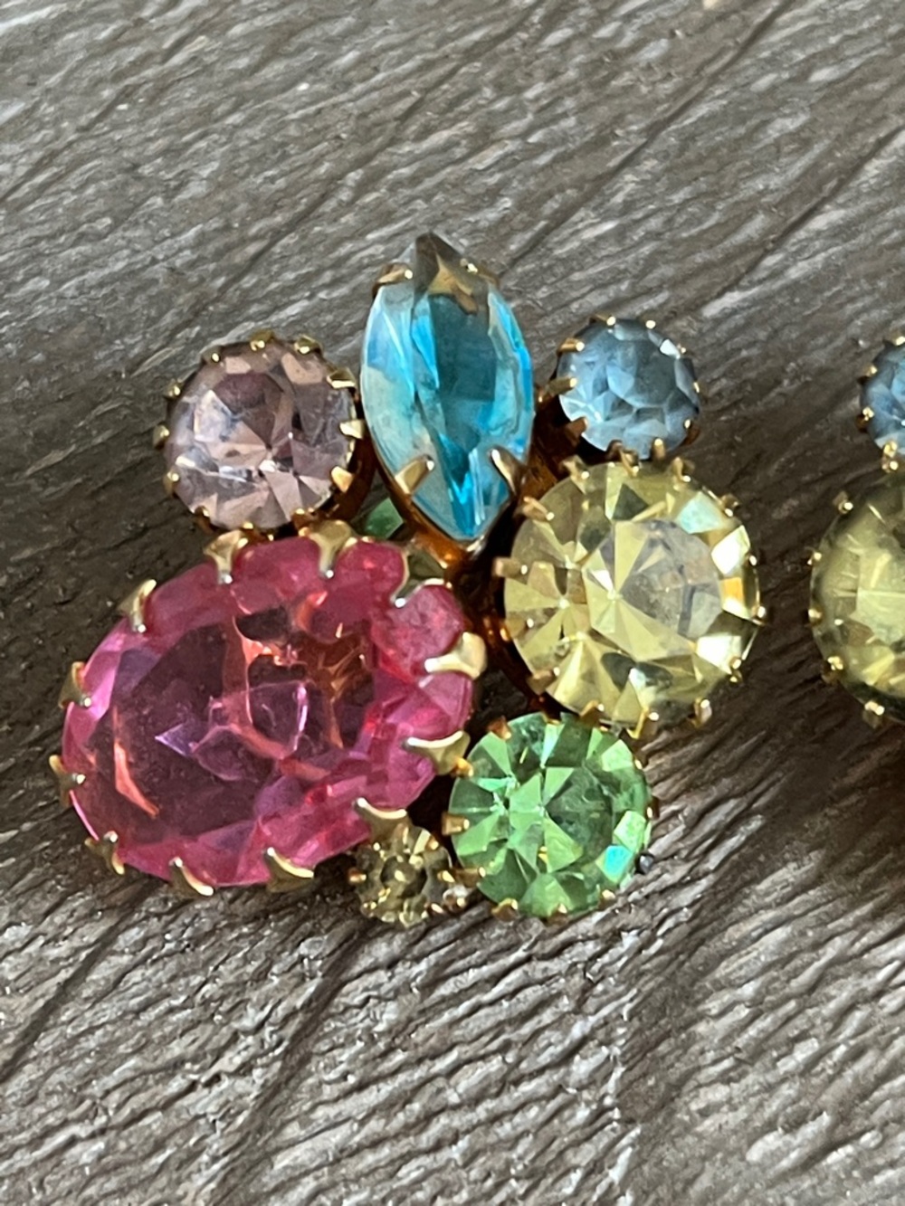 JULIANA Gold-Tone Multi-Color Crystal Cluster Clip Earrings - prong set - Picture 4 of 12